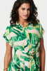 Green | Printed Cap Sleeve Belt Waist Midi Dress
