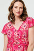 Pink | Printed Cap Sleeve Ruched Maxi Dress
