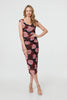 Pink | Floral Semi Sheer Cap Sleeve Midi Dress
