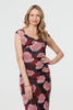 Pink | Floral Semi Sheer Cap Sleeve Midi Dress
