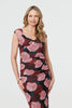 Pink | Floral Semi Sheer Cap Sleeve Midi Dress
