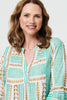 Light Green | Printed 3/4 Sleeve Tiered Mini Dress
