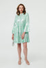Light Green | Printed 3/4 Sleeve Tiered Short Dress
