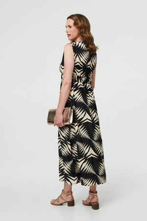 Black | Geo Print Sleeveless Maxi Dress
