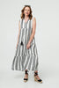 Black | Geo Print Sleeveless Tiered Maxi Dress
