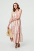 Coral | Printed Sleeveless Tiered Midi Dress
