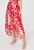 Red | Printed Short Sleeve Wrap Midi Dress
