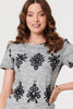 Grey | Printed Cap Sleeve Slim Short Dress
