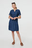 Blue | Denim Relaxed Button-Front Short Dress
