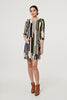Green | Printed Stripe Texture Short Shift Dress
