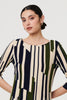 Green | Printed Stripe Texture Short Shift Dress
