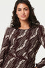 Brown | Printed Tie Waist Semi Sheer Maxi Dress
