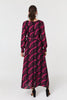 Pink | Printed Tie Waist Semi Sheer Maxi Dress
