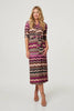 Purple | Chevron Print Tie Waist Midi Shirt Dress: Model is 5'10