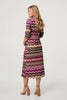 Purple | Chevron Print Tie Waist Midi Shirt Dress
