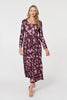 Red | Floral Long Sleeve Jersey Maxi Dress : Model is 5'10