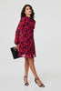 Purple | Animal Print Tie Waist Mini Skater Dress

