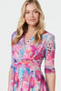 Pink | Abstract 3/4 Sleeve Midi Wrap Dress

