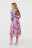 Pink | Abstract 3/4 Sleeve Midi Wrap Dress
