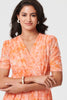 Orange | Printed 3/4 Sleeve Ruched Midi Dress
