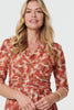 Red | Printed 3/4 Sleeve Midi Faux Wrap Dress
