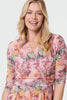 Pink | Printed 3/4 Sleeve Wrap Midi Dress
