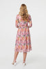 Pink | Printed 3/4 Sleeve Wrap Midi Dress
