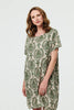 Green | Baroque Print Relaxed Short Shift Dress
