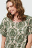 Green | Baroque Print Relaxed Short Shift Dress
