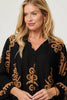 Black | Ikat Print Tiered Knee Length Dress
