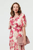 Pink | Floral 1/2 Sleeve Empire Midi Dress
