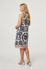 Navy | Printed Sleeveless Midi Shift Dress
