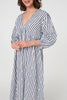 Blue | Striped Long Sleeve Empire Maxi Dress
