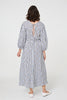 Blue | Striped Long Sleeve Empire Maxi Dress
