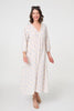 Beige | Striped Long Sleeve Empire Maxi Dress
