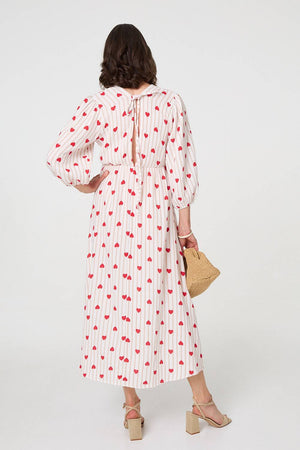 Red | Striped Empire 3/4 Sleeve Maxi Dress
