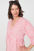Red | Striped Empire 3/4 Sleeve Maxi Dress

