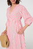 Red | Striped Empire 3/4 Sleeve Maxi Dress
