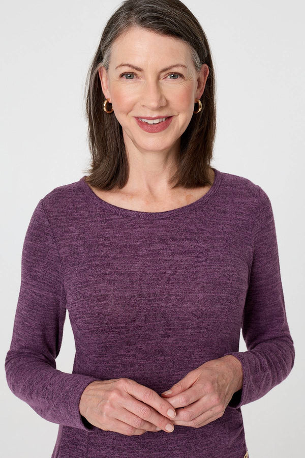 Purple | Ruched Button Detail Short Shift Dress
