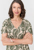 Green | Printed Smocked Short Sleeve Midi Dress
