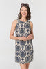 Navy | Baroque Print Sleeveless Mini Dress
