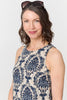 Navy | Baroque Print Sleeveless Mini Dress
