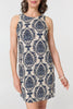 Navy | Baroque Print Sleeveless Mini Dress
