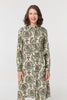 Green | Baroque Print Tie Waist Midi Shirt Dress
