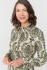 Green | Baroque Print Tie Waist Midi Shirt Dress
