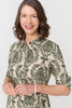 Green | Baroque Print Tie Waist Midi Shirt Dress
