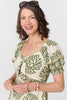 Khaki | Printed Tie Front A-Line Midi Dress
