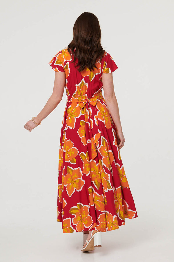 Pink | Floral Cap Sleeve Relaxed Maxi Dress