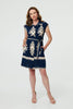 Navy | Ikat Print Cap Sleeve Short Shirt Dress
