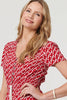 Red | Printed Smocked Tie Waist Maxi Dress
